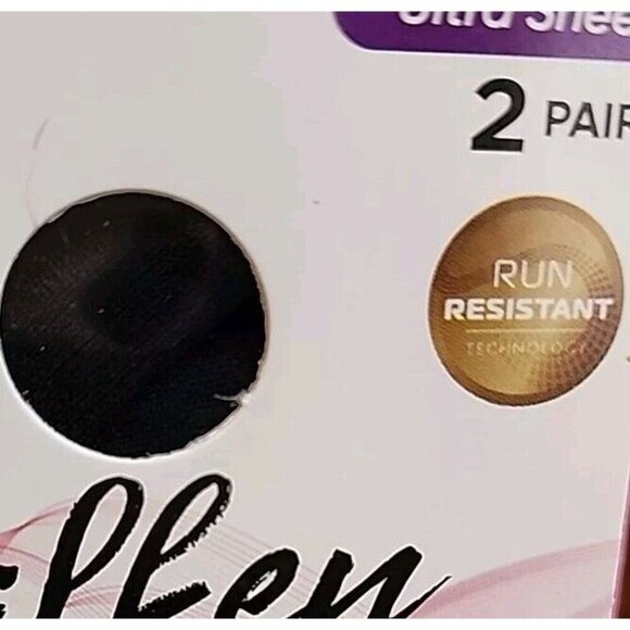 Leggs Silken Mist Ultra Sheer Leg Control Top Jet Black Size Q Total Of 4 Pair - Picture 5 of 5